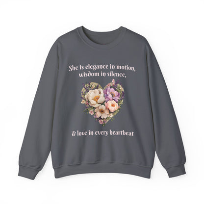 Floral Heart Crewneck Sweatshirt - Inspirational Love Design - Great for Mother's Day