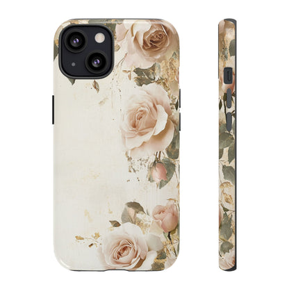 Antique Floral Tough Phone Case - Elegant Rose Design
