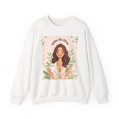 "Wake. Sip. Shine." Unisex Heavy Blend™ Crewneck Sweatshirt - Perfect Gift for Mother's Day