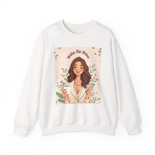 "Wake. Sip. Shine." Unisex Heavy Blend™ Crewneck Sweatshirt - Perfect Gift for Mother's Day