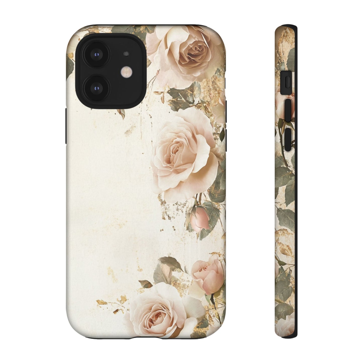 Antique Floral Tough Phone Case - Elegant Rose Design