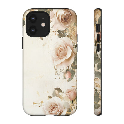 Antique Floral Tough Phone Case - Elegant Rose Design