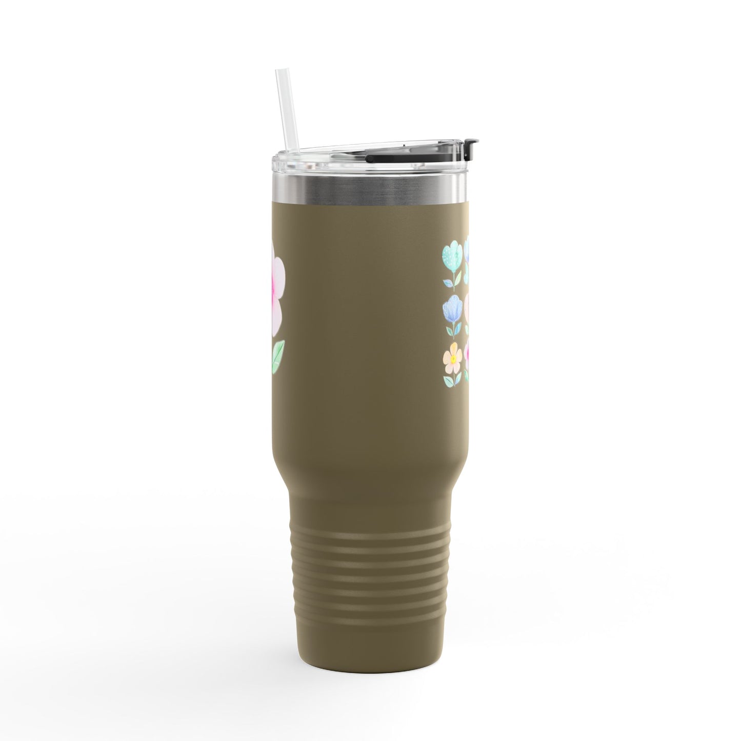 Floral Insulated Travel Mug - 40oz, Perfect for On-the-Go Hydration