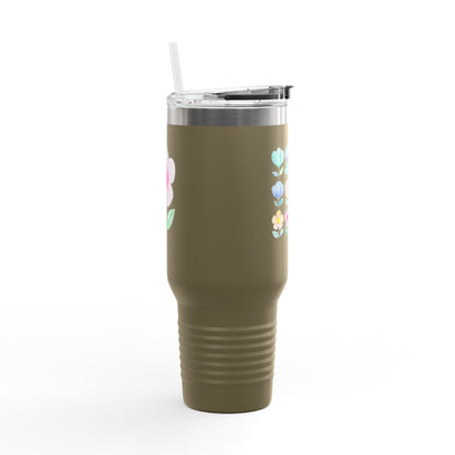 Floral Insulated Travel Mug - 40oz, Perfect for On-the-Go Hydration