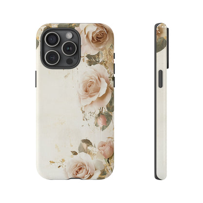 Antique Floral Tough Phone Case - Elegant Rose Design