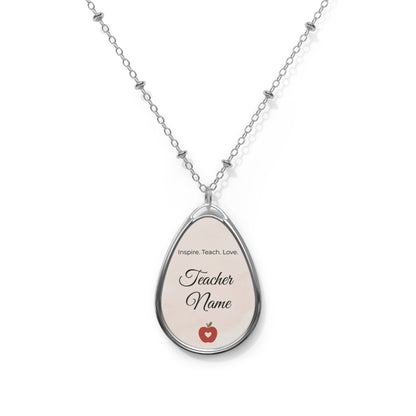 Inspire Teach Love Teacher Necklace, Personalized Gift for Educators, Graduation Jewelry, End of Year Present, Heart Teacher Pendant