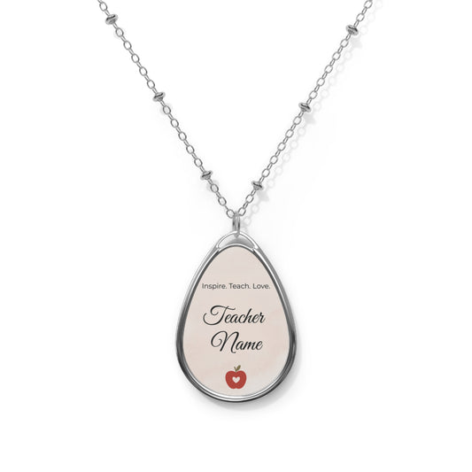 Inspire Teach Love Teacher Necklace, Personalized Gift for Educators, Graduation Jewelry, End of Year Present, Heart Teacher Pendant