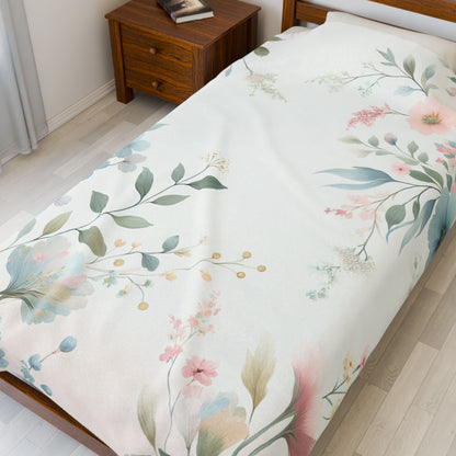 Cozy Floral Velveteen Plush Blanket | Soft Throw for Home Decor & Comfort
