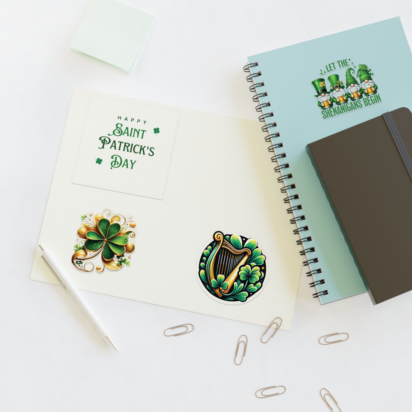 St. Patrick's Day Sticker Sheets - Festive Shamrocks & Leprechauns