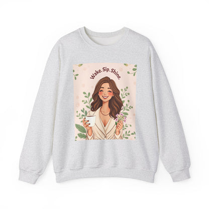 "Wake. Sip. Shine." Unisex Heavy Blend™ Crewneck Sweatshirt - Perfect Gift for Mother's Day