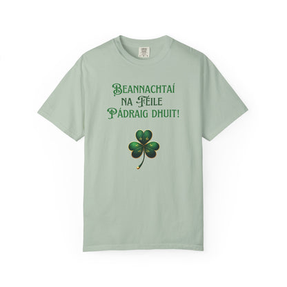 St. Patrick's Day Unisex Garment-Dyed T-Shirt - Festive Clover Design