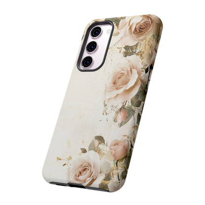 Antique Floral Tough Phone Case - Elegant Rose Design