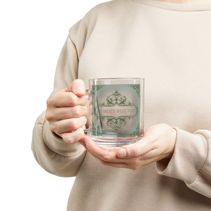 World's Best Dad Personalized Glass Mug, Gift for Father's Day, Unique Drinkware, Birthday, Classical Elegance