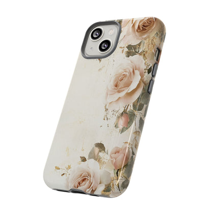 Antique Floral Tough Phone Case - Elegant Rose Design