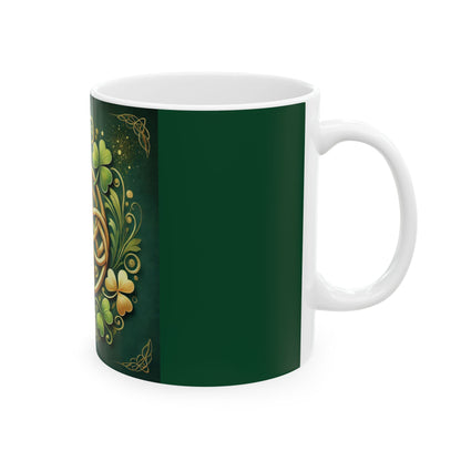 Celtic Knot and Clover Ceramic Mug - Perfect for St. Patrick's Day Celebrations