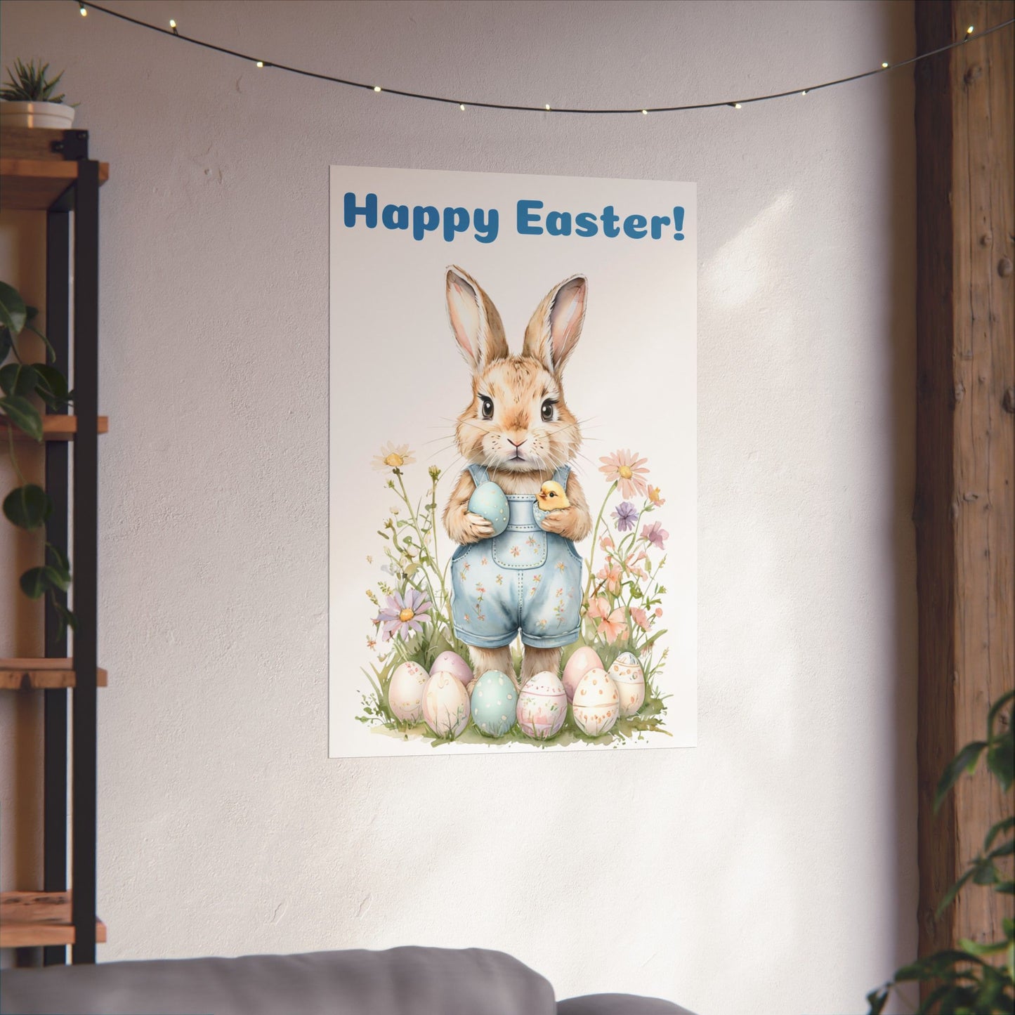 Happy Easter Bunny Poster - Matte Vertical Wall Art for Spring Decor