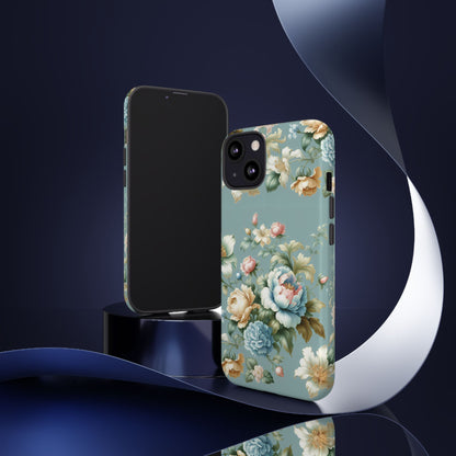 Floral Tough Phone Case - Elegant Flower Pattern, Durable Protection