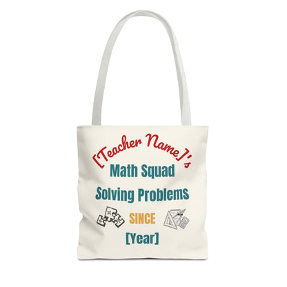 Personalized Teacher Tote Bag, Math Squad Bag, School Supply Tote, Gift for Teachers, Classroom Essentials, Teacher Appreciation