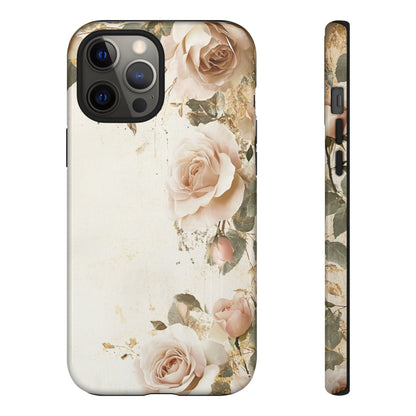 Antique Floral Tough Phone Case - Elegant Rose Design