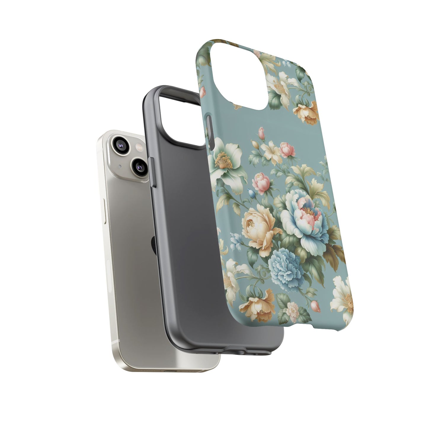 Floral Tough Phone Case - Elegant Flower Pattern, Durable Protection