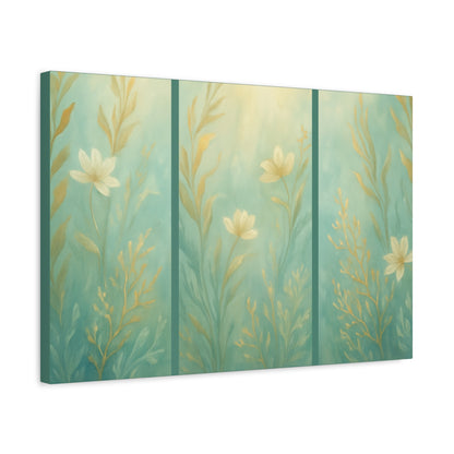 Ocean-Inspired Floral Wall Art Tranquil Home Decor for Living Room Bedroom Nature Lovers Watercolour Serene Canvas Coastal Decor Sea Garden