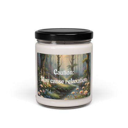 Scented Soy Candle - 'Caution: May Cause Relaxation' - 9oz Serenity Candle for Stress Relief & Home Décor, Teacher Gifts