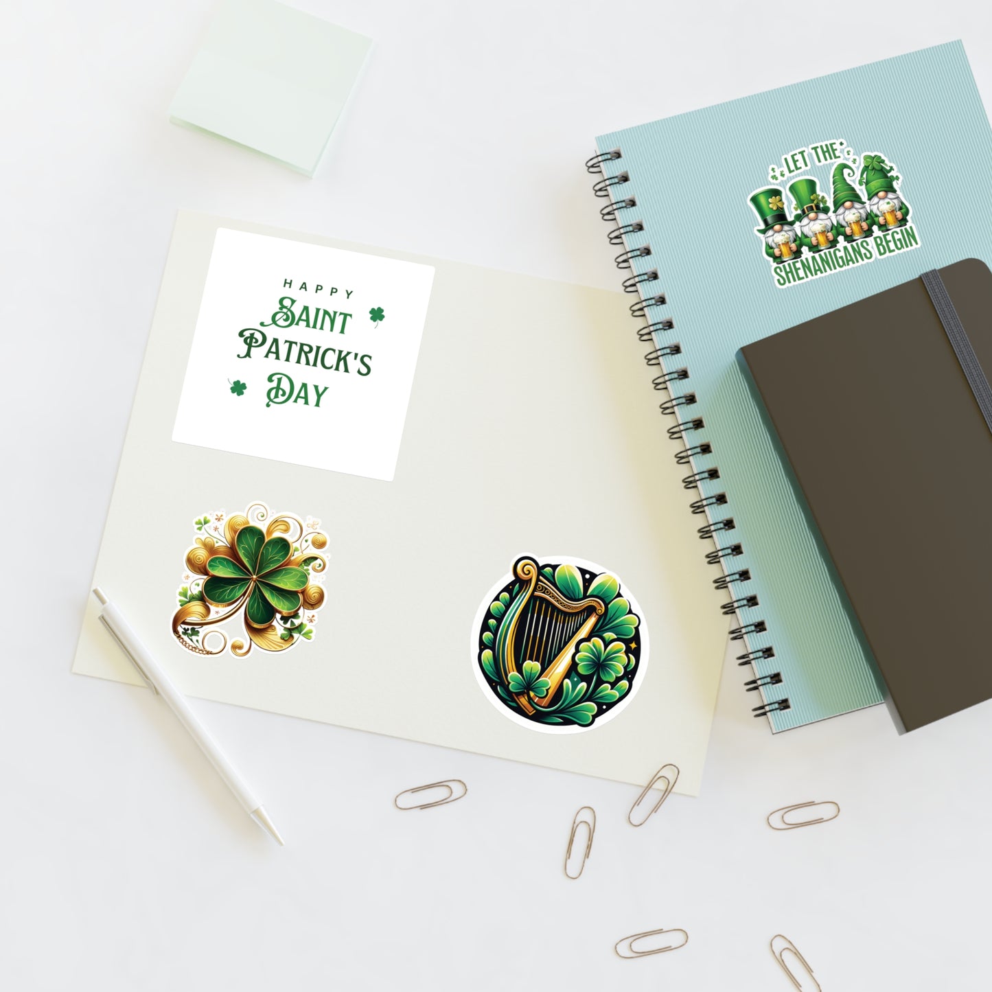 St. Patrick's Day Sticker Sheets - Festive Shamrocks & Leprechauns