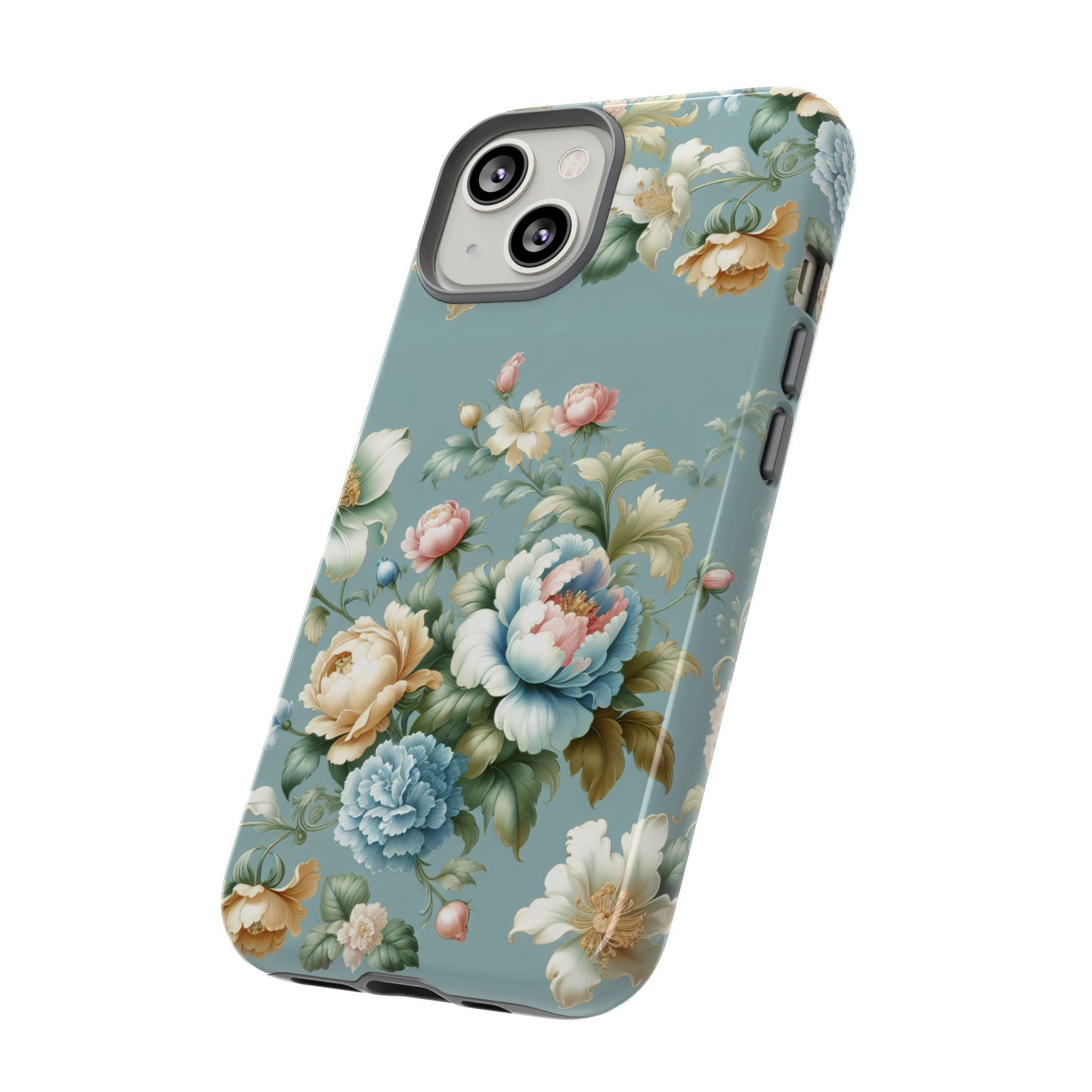 Floral Tough Phone Case - Elegant Flower Pattern, Durable Protection