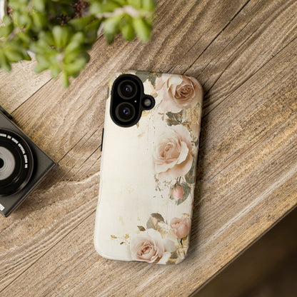 Antique Floral Tough Phone Case - Elegant Rose Design