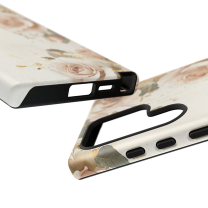 Antique Floral Tough Phone Case - Elegant Rose Design