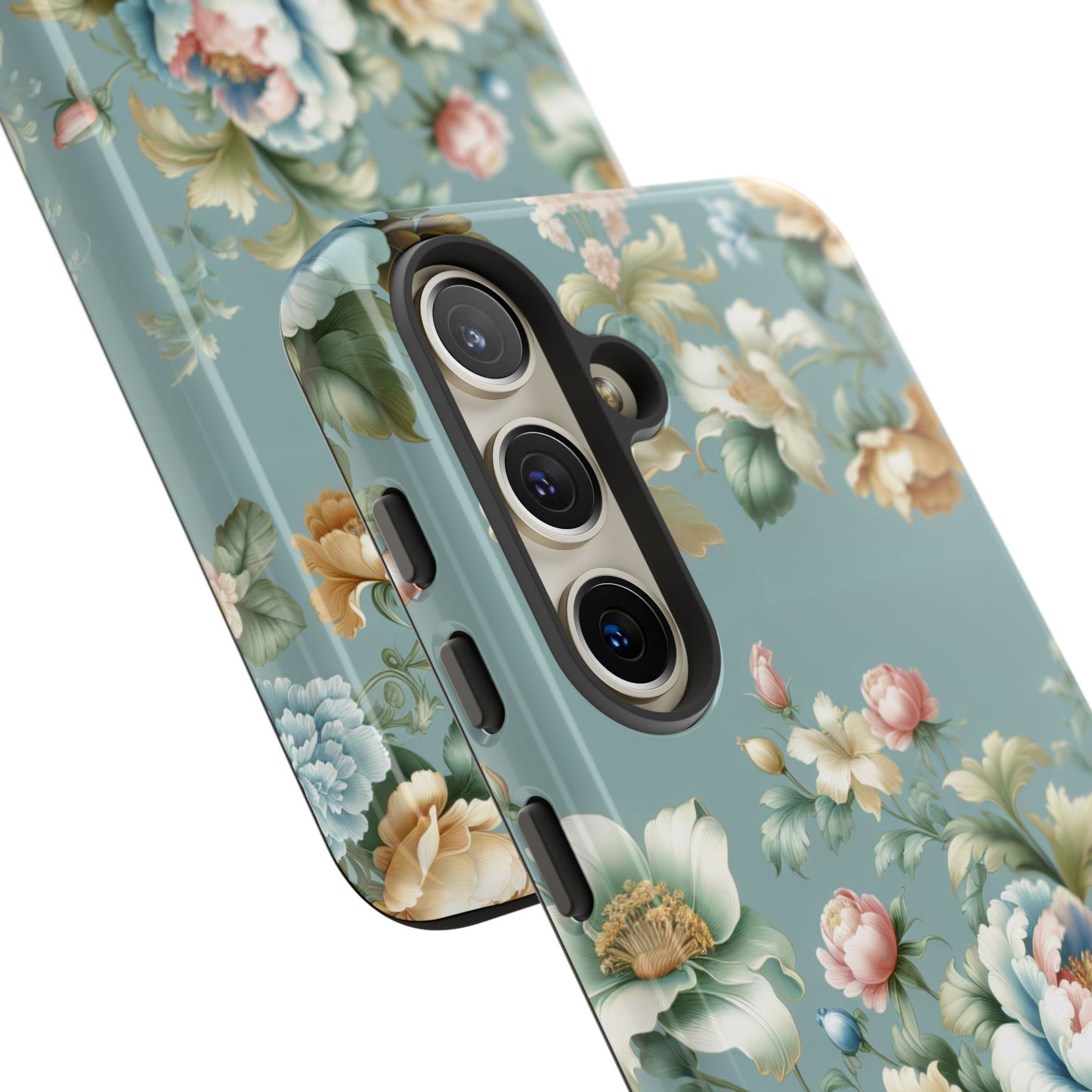 Floral Tough Phone Case - Elegant Flower Pattern, Durable Protection