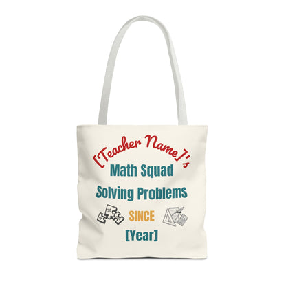 Personalized Teacher Tote Bag, Math Squad Bag, School Supply Tote, Gift for Teachers, Classroom Essentials, Teacher Appreciation