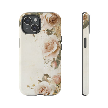 Antique Floral Tough Phone Case - Elegant Rose Design