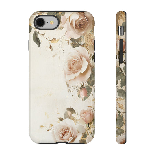 Antique Floral Tough Phone Case - Elegant Rose Design
