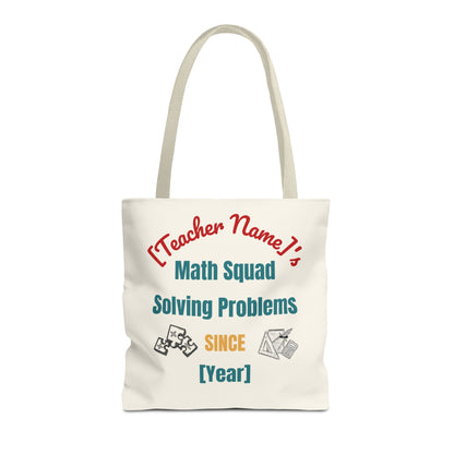 Personalized Teacher Tote Bag, Math Squad Bag, School Supply Tote, Gift for Teachers, Classroom Essentials, Teacher Appreciation