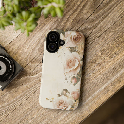 Antique Floral Tough Phone Case - Elegant Rose Design